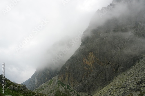 Beautiful High Tatras mountains landscape in Slovakia. Mountains with clouds