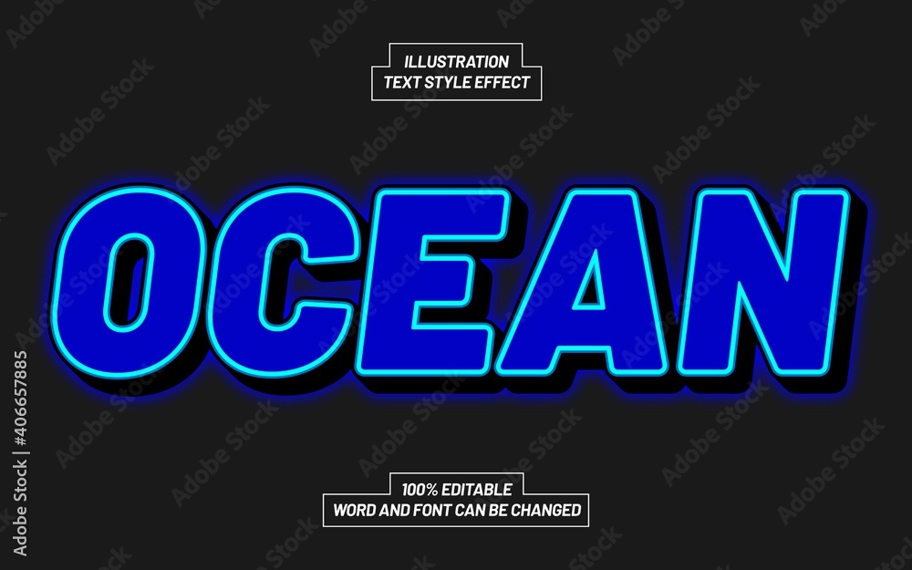 Obraz premium Ocean Text Style Effect