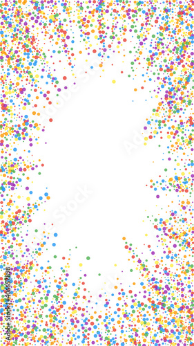 Festive admirable confetti. Celebration stars. Joyous confetti on white background. Favorable festive overlay template. Vertical vector background.