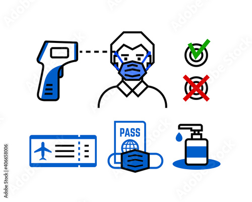 Safe travel line icon check up control