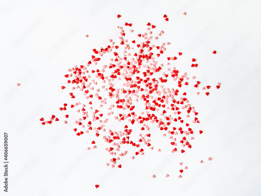 Red and pink sugar sprinkles dots and hearts