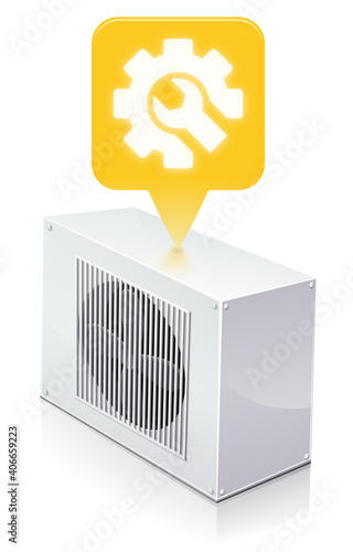 Pompe à chaleur avec un indice de réparabilité moyen jaune (reflet)