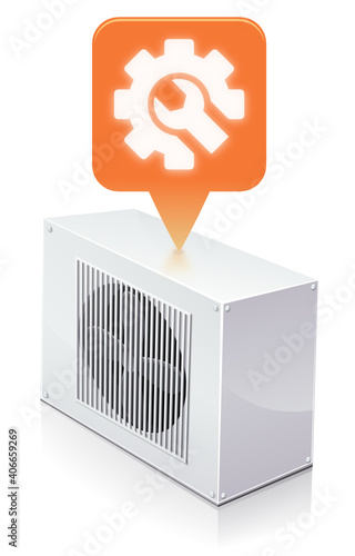 Pompe à chaleur avec un indice de réparabilité mauvais orange (reflet)
