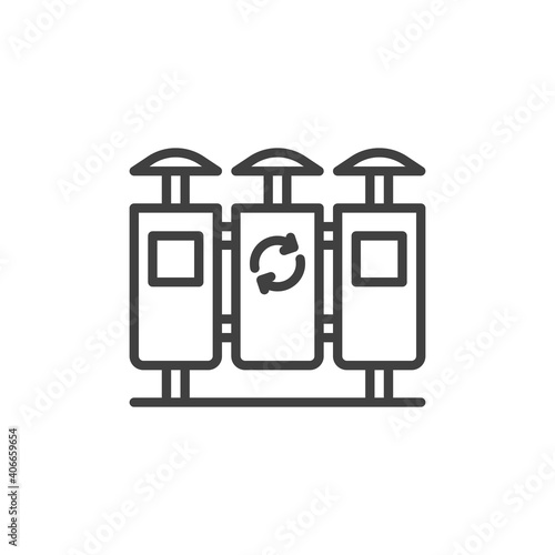 Recycle bin line icon. linear style sign for mobile concept and web design. Trash sorting bin outline vector icon. Symbol, logo illustration. Vector graphics