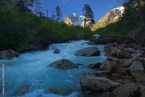 Dawn in mountains