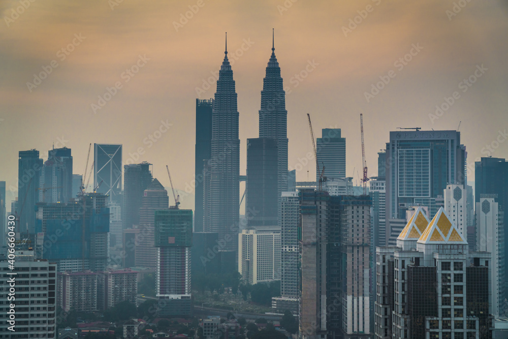 Kuala Lumpur's skyline at dusk