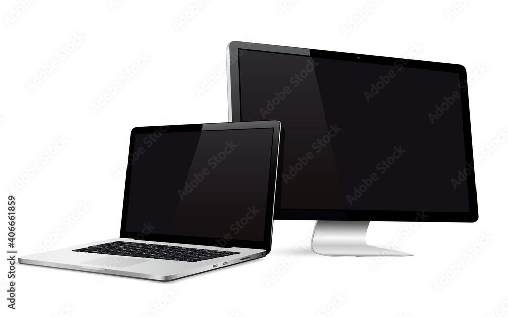 Responsive web design computer display with laptop isolated Responsive web design computer display with laptop isolated