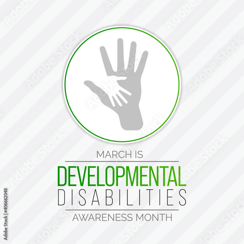 Vector illustration on the theme of Developmental Disabilities awareness month. They are a group of conditions due to an impairment in physical, learning, language, or behavior areas.