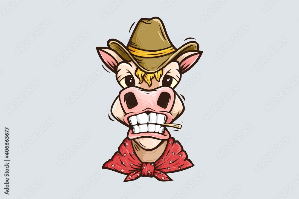 Funny horse wearing bandana cartoon mascot logo template Funny horse wearing bandana cartoon mascot logo template