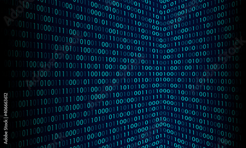 Digital  binary code background. Matrix style program. Random falling numbers.