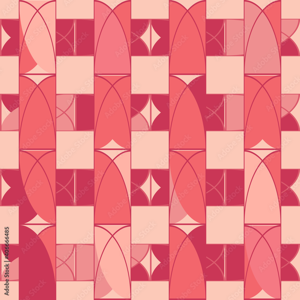 Japanese kimono or  yukata pattern. Seamless vector geometic background for textile with simple shapes in traditional colors of japan