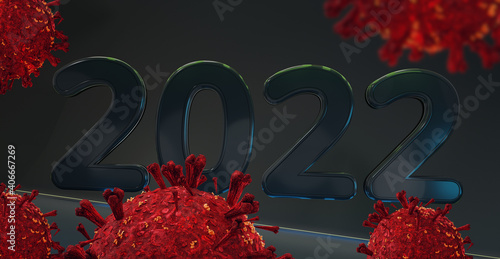 2022 and red virus cells ab...