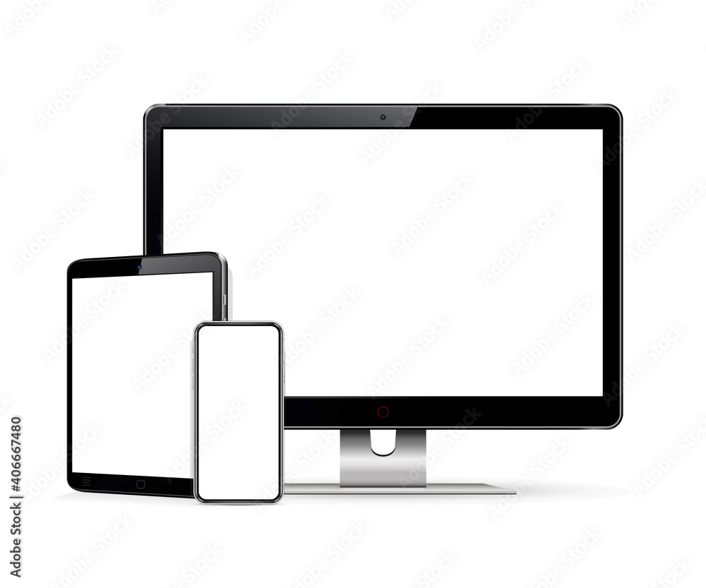 Computer display, tablet, phone mock up Computer display, tablet, phone mock up