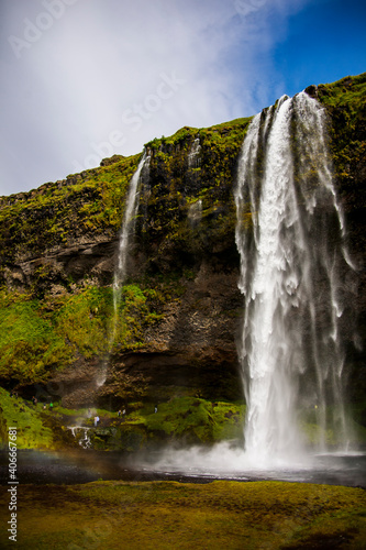 Summer landscape in Seljalandsfoss waterfall  Southern Iceland  Europe