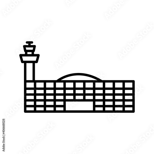 Unique Airport Building Line Vector Icon