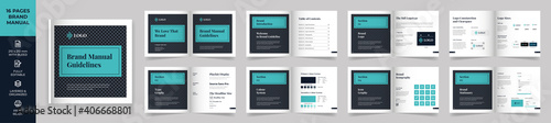 Square Brand Manual Template, Simple style and modern layout Brand Style , Brand Book, Brand Identity, Brand Guideline, Guide Book