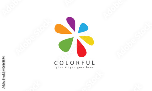 Colorful flower logo design template