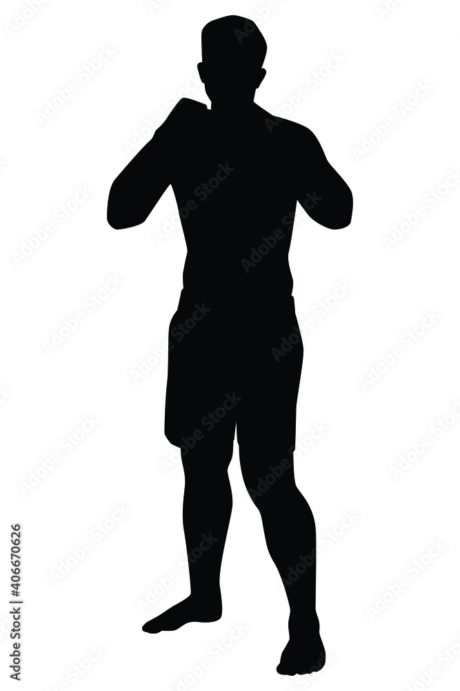 Fototapeta premium Muay Thai boxing man silhouette vector on white background