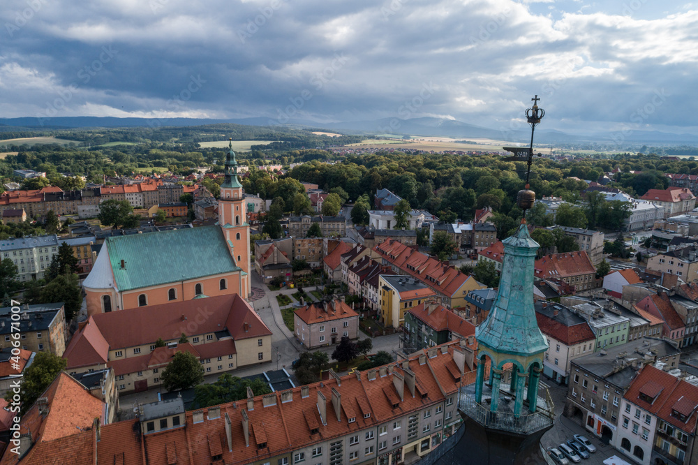 Fototapeta premium Food truck rally, fast food in glucholazy polandparty aerial drone photo