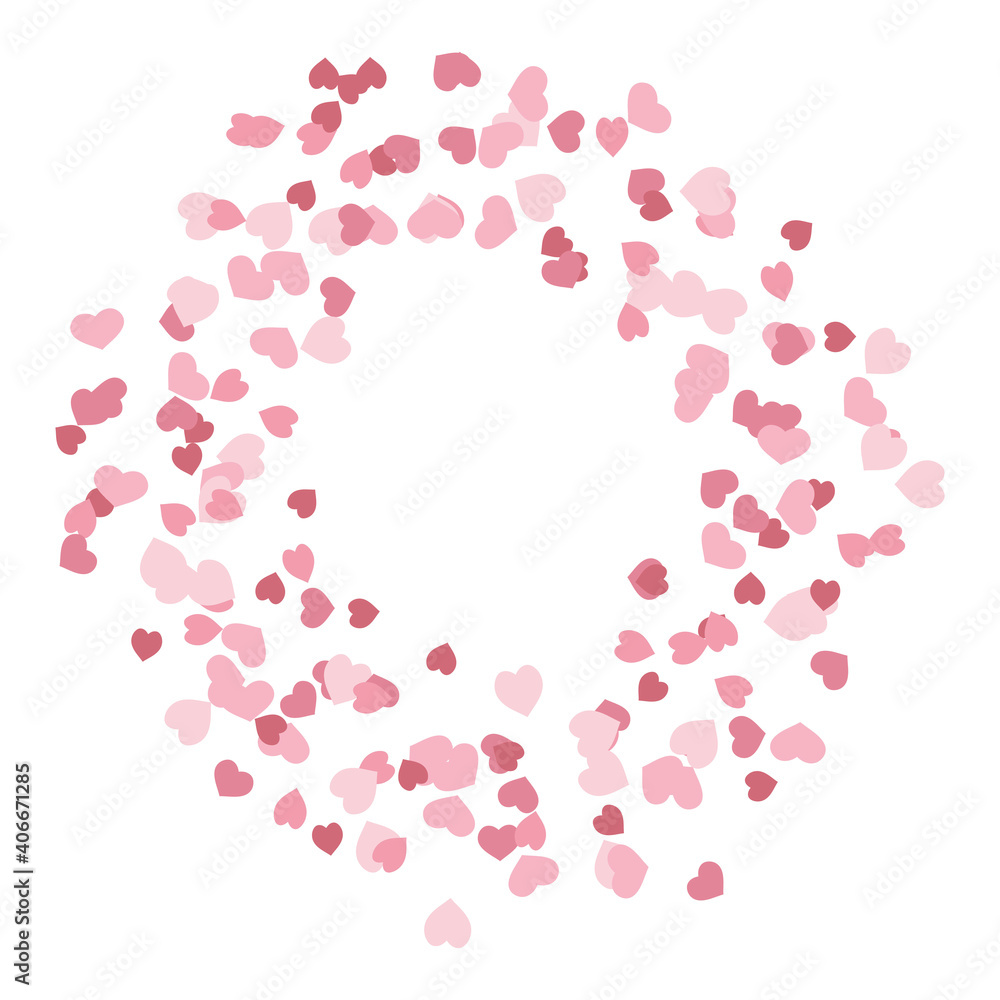Round frame with festive pink hearts on white background. Vector image. Round frame with festive pink hearts on white background. Vector image.