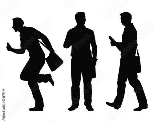 Set of office worker silhouette vector on white background