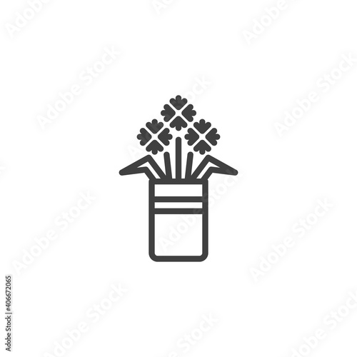 Flower vase line icon. linear style sign for mobile concept and web design. Flowers bouquet outline vector icon. Symbol, logo illustration. Vector graphics