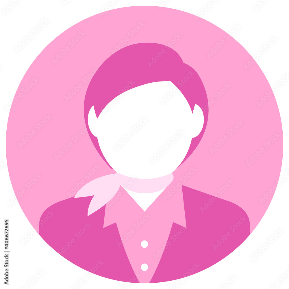 Circular worker avatar icon illustration (upper body) / stewardess, cabin attendant