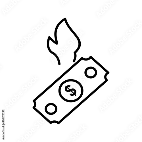 Unique Dollar On Fire Line Vector Icon