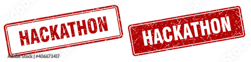 hackathon stamp set. hackathon square grunge sign