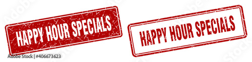 happy hour specials stamp set. happy hour specials square grunge sign