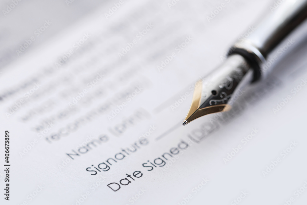 Fountain pen and business contract Fountain pen and business contract