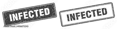 infected stamp set. infected square grunge sign
