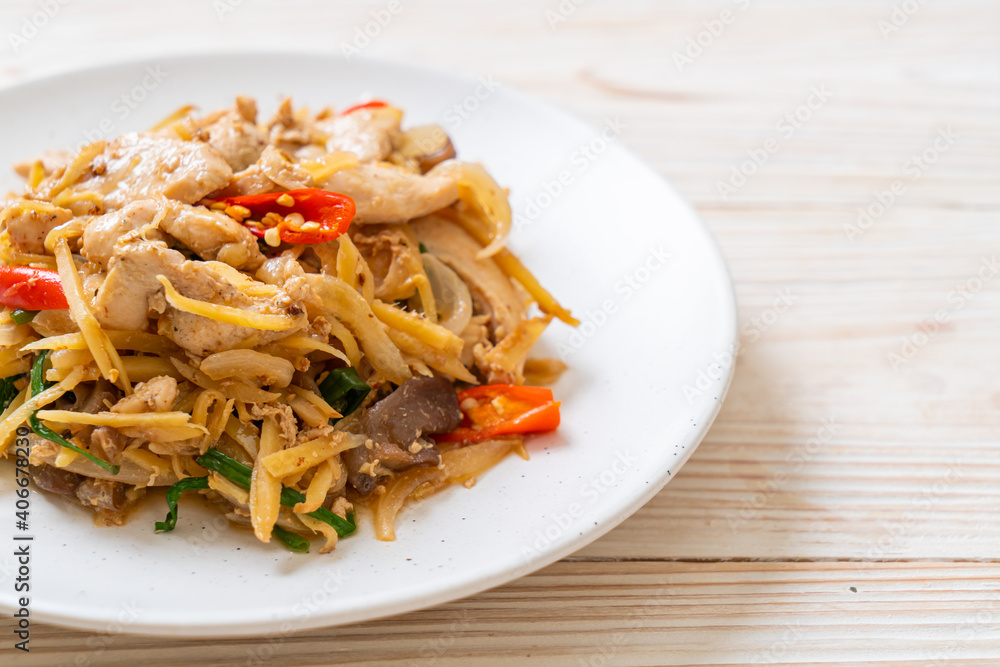 stir-fried chicken with ginger stir-fried chicken with ginger