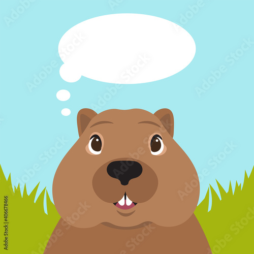 Groundhog day. The muzzle of the groundhog informs the weather.