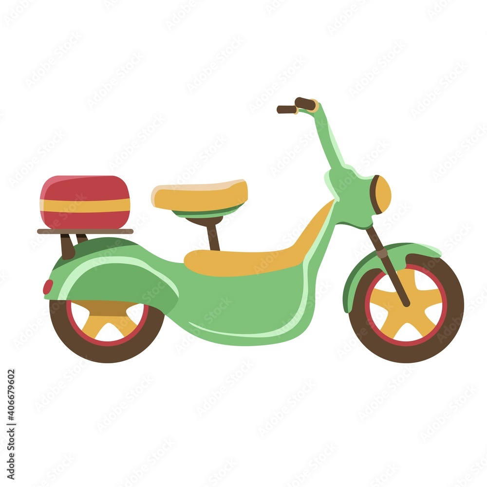 Delivery scooter with red parcel Delivery scooter with red parcel