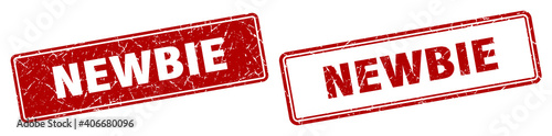 newbie stamp set. newbie square grunge sign