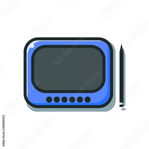 colorful vector flat illustration of pen tablet for digital drawing
