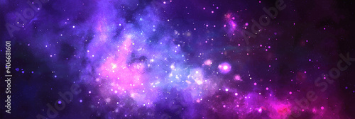 Vector cosmic watercolor illustration. Colorful space background