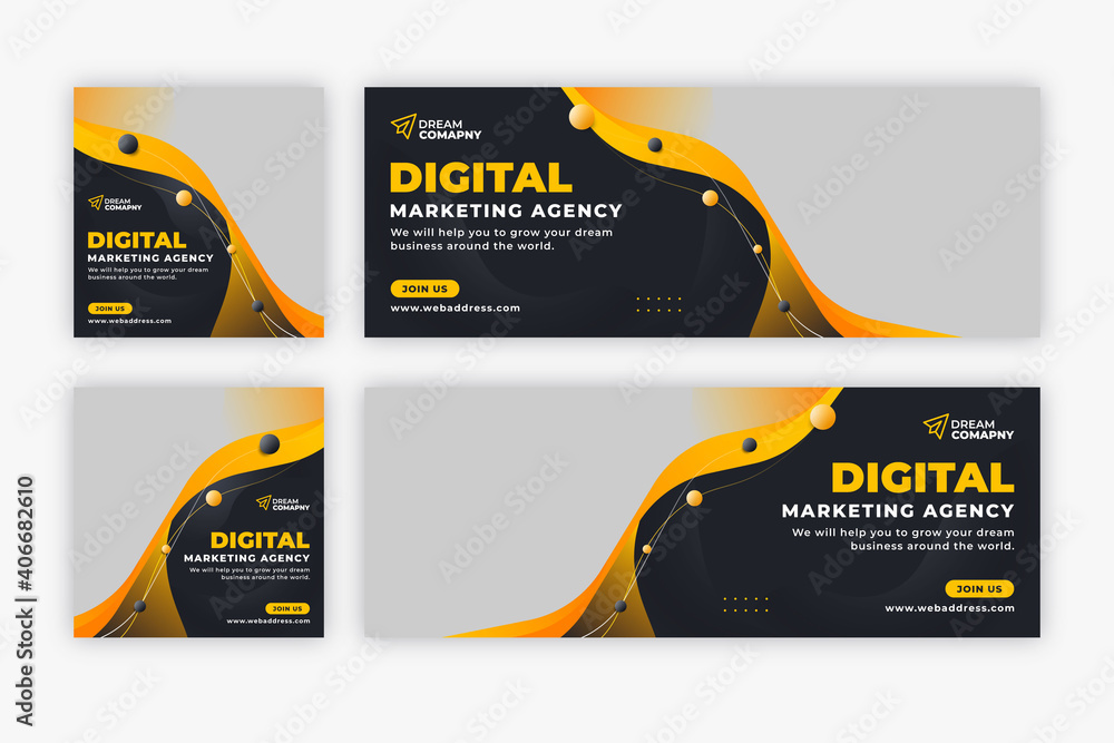 Corporate business social media post with facebook cover web banner - obrazy, fototapety, plakaty 