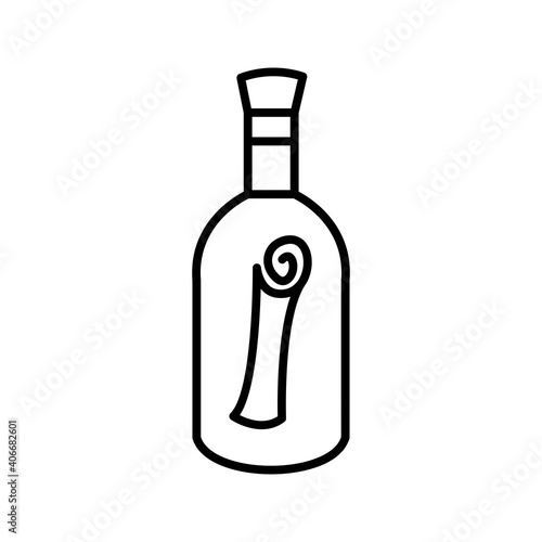 Unique Scroll In bottle Line Vector Icon