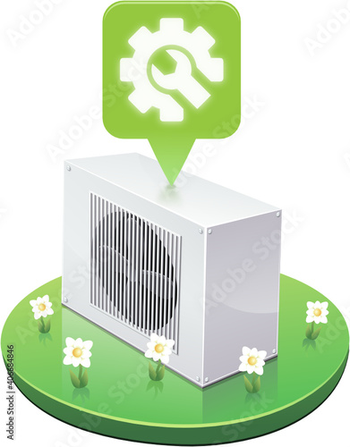 Pompe à chaleur avec un bon indice de réparabilité vert clair (détouré)