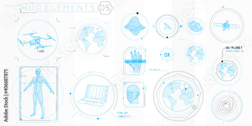 A set of HUD 3D-scanning elements for a futuristic interface.