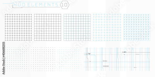 A set of HUD grids elements for a futuristic interface. photo