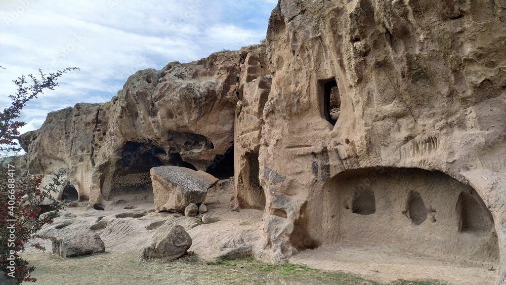 Outside view of Gumusler Underground Monastery in Nigde, Turkey. Outside view of Gumusler Underground Monastery in Nigde, Turkey.