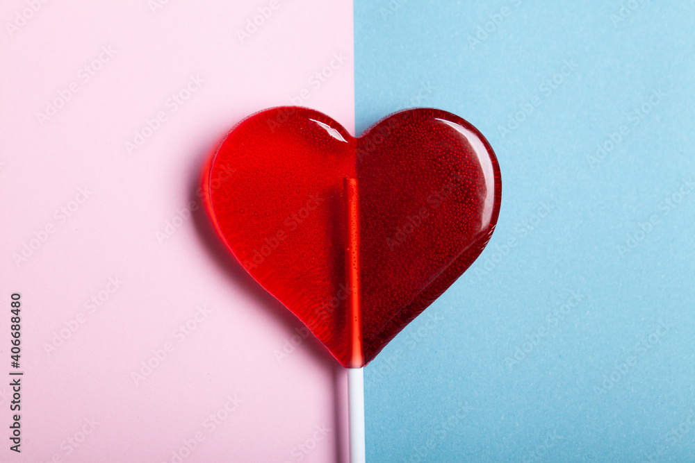 Red heart lollipops. Candy. Love concept. Valentine day.