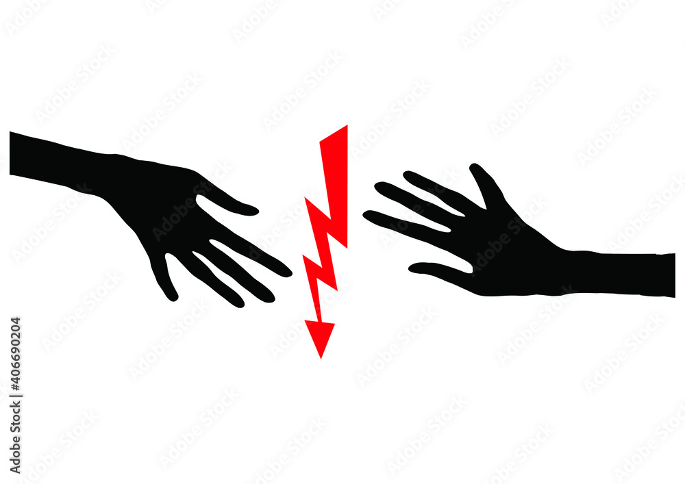 Vector illustration of a touch danger sign isolated on a white background.Warning sign of danger Vector illustration of a touch danger sign isolated on a white background.Warning sign of danger