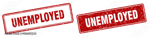 unemployed stamp set. unemployed square grunge sign