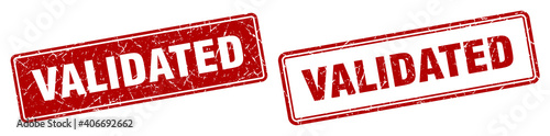 validated stamp set. validated square grunge sign