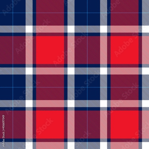 Blue Pattern textile seamless tartan plaid. illustration fabric red
