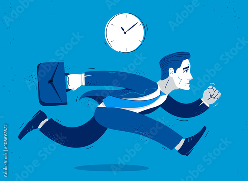 Business man run and hurry ...